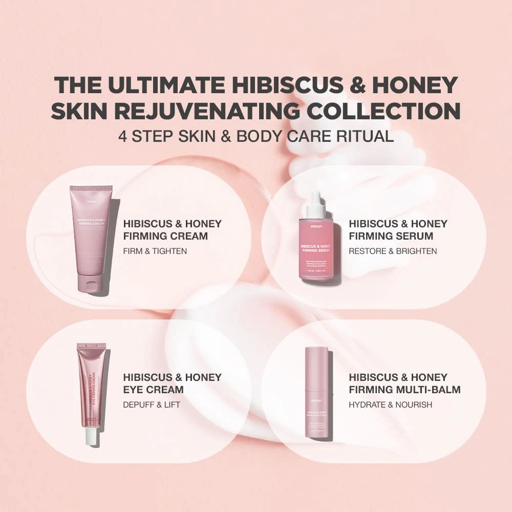 PROOT Hibiscus and Honey Firming Cream   Hibiscus and Honey Eye Firming Cream | Cream & Eye Cream Bundle with Collagen Concentrated Skin Rejuvenating Intensive Complex