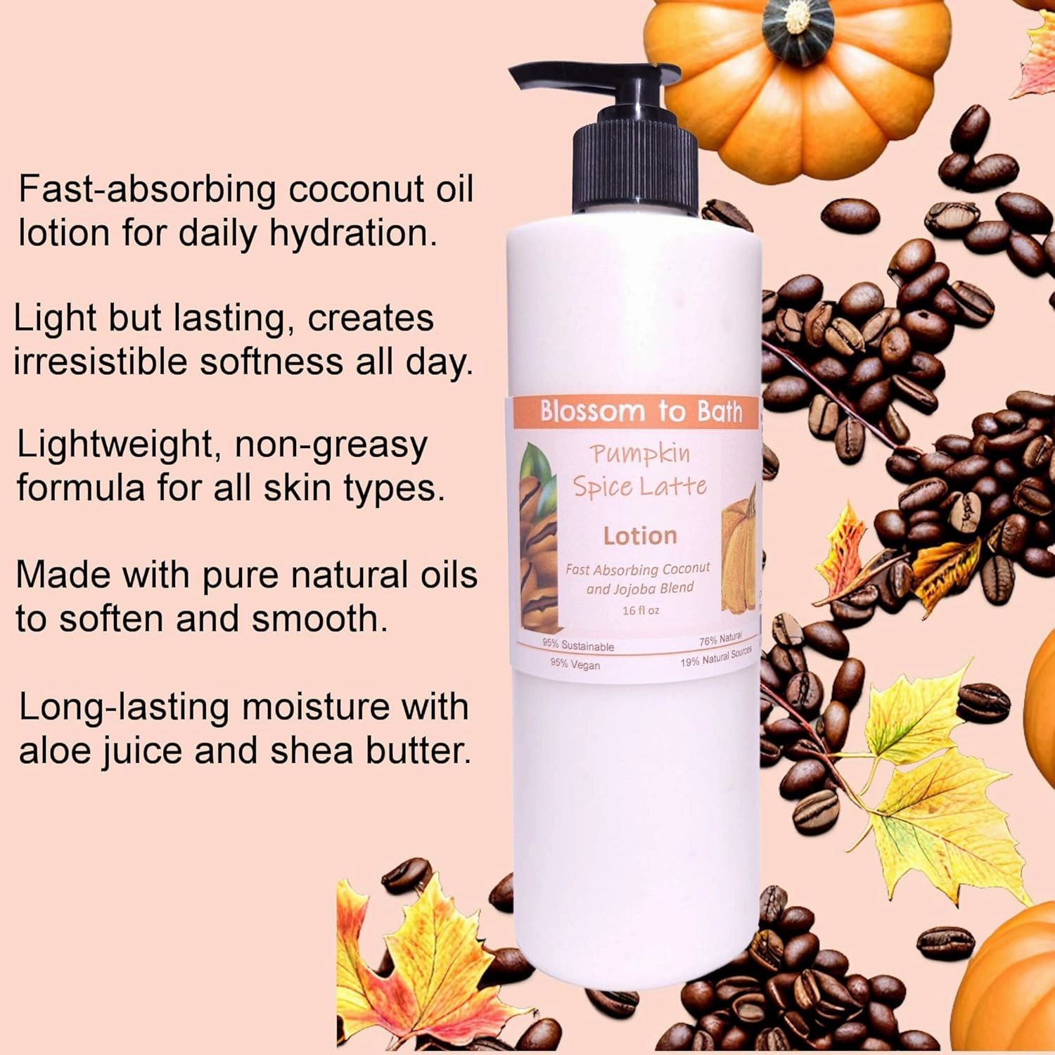 Pumpkin Spice Latte Lotion (16 ounce) - Phthalate Free Fragrance - Absorbs Quickly with a Warm Vanilla Spice Scent