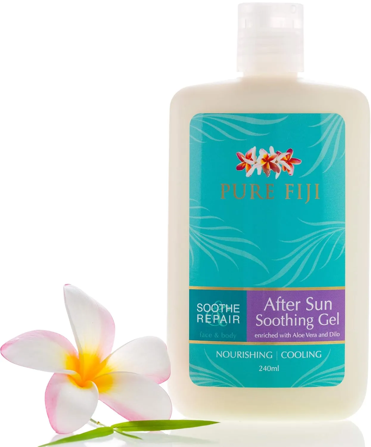 PURE FIJI Soothing After Sun Gel with Aloe Vera and Dilo Oil - Deeply Hydrating, Skin Nourishing After Sun Skin Care for Face, Body, 8 oz