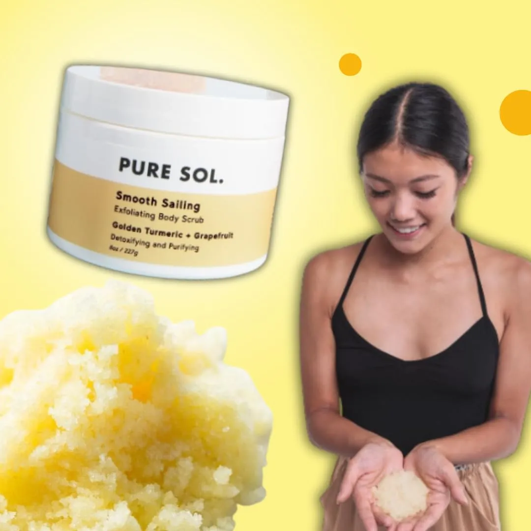 PURE SOL. Turmeric Body Scrub, Glowing, Exfoliating for Soft Healthy Skin, Exfoliated Dry DeHydrated Dead Skin, Improves Skin Texture (1 Pack)