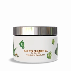 Pure Aloe Vera Cucumber Gel 100g for Face & Hair | Hydrating, Moisturizing, Soothing | Enriched with Vitamins E, B5, C & Vitamin E-Enriched Cellulose Beads