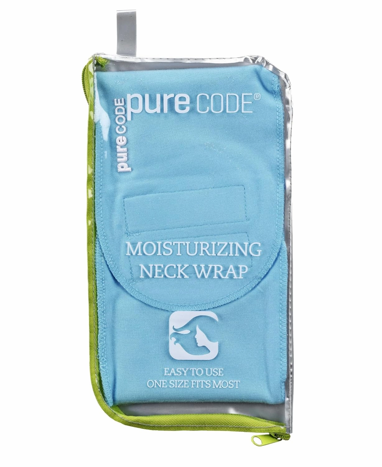 PURE CODE Anti-Aging Moisturizing Gel Neck Wrap for Fine Lines and Wrinkles with Vitamin E, Jojoba and Olive Oils - Adaptable Size Range - Neck Wrinkles Treatment - Neck Patch (Aqua)