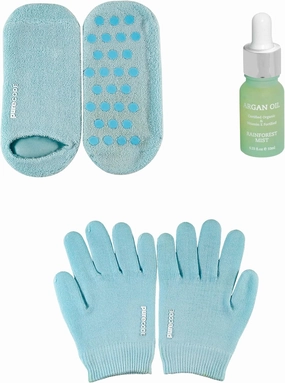 PURECODE Gift Set, Moisturizing Gel Gloves   Moisturizing Gel Socks   100% Pure Organic Argan Oil - Made in USA for Dry Hands and feet
