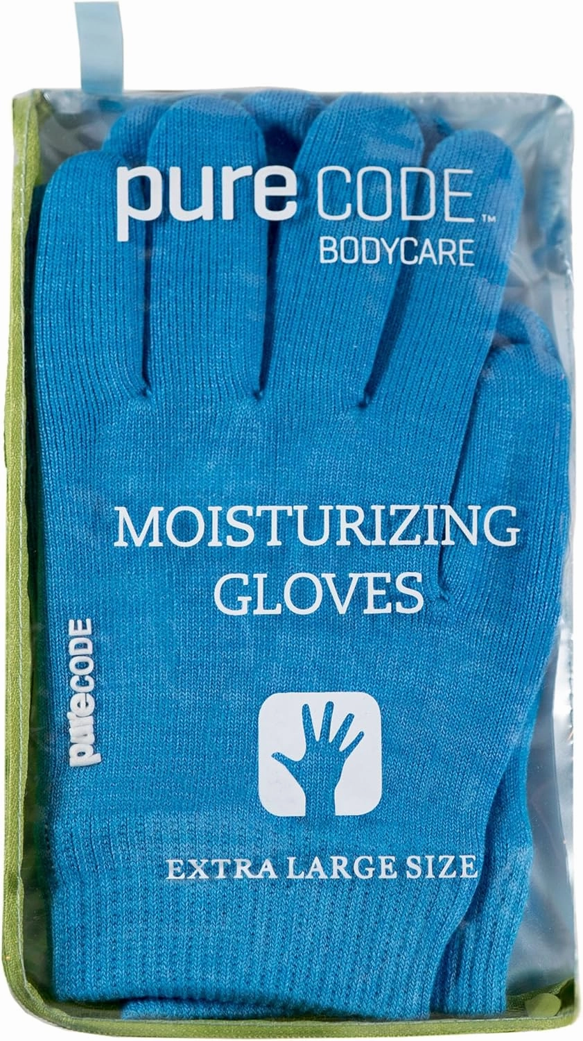 PURECODE Moisturizing Gel Gloves for Dry Skin, Dry Hands, Cracked Skin, Rough Skin L-XL (Blue)