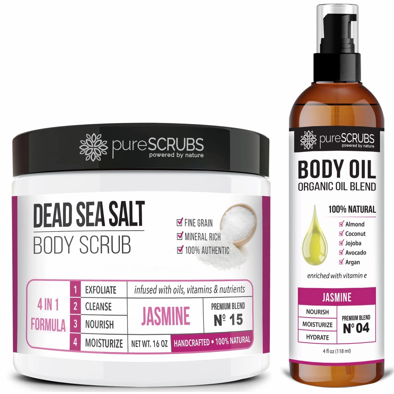 pureSCRUBS Jasmine Body Scrub   Jasmine Body Oil Bundle
