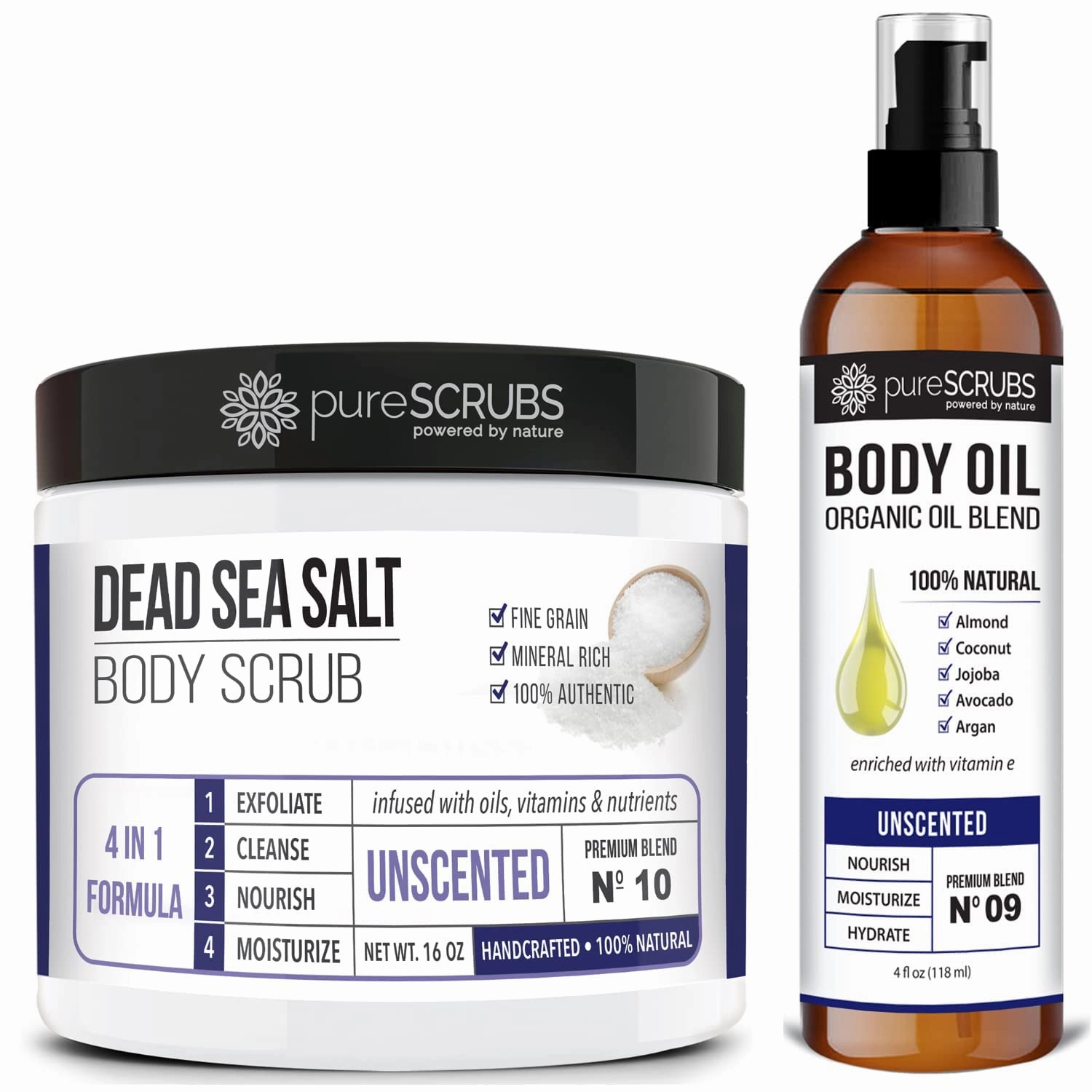 pureSCRUBS Unscented Body Scrub   Unscented Body Oil Bundle