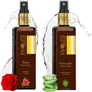 pyo...ura Aloe Vera and Rose Face Toner for Glowing Skin Combo - 100ml Each (Pack of 2), Promotes Glowing, hydrated Skin with Natural Formula, Alcohol-Free, Suitable for All Skin Types