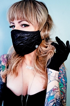 Quilted Satin Black Fabric Mask