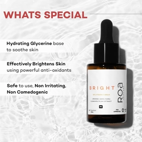 R.O.A Skincare Vitamin C Face Serum, 30ml, Brightening Glow Formula with Orange Extract, for All Skin Types