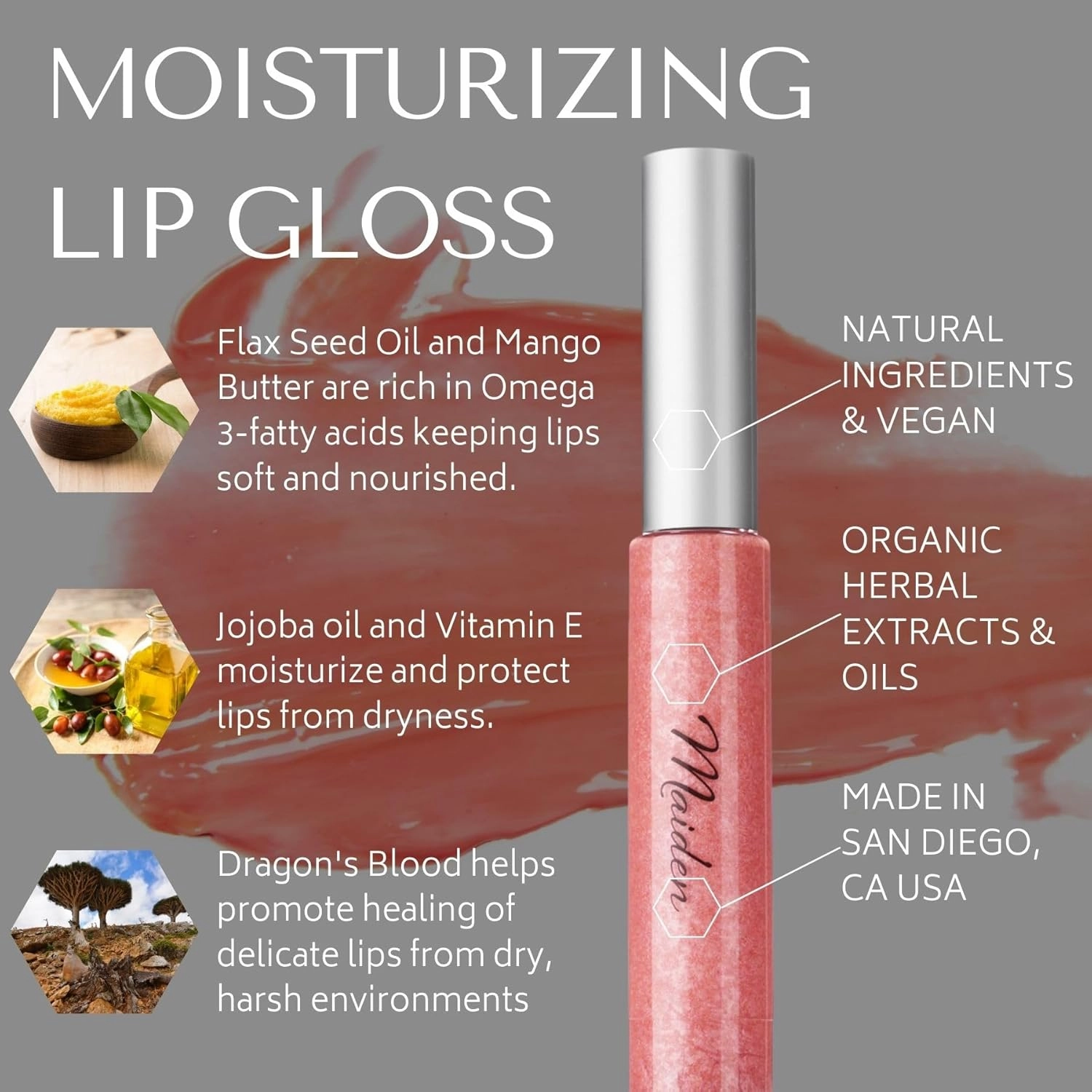 RD Alchemy - 100% Natural & Organic Lip Gloss - Arousing Face - Moisturizing Lip Gloss w/Mango Butter, Jojoba Oil, Vitamin E to Moisturize and Protect Lips   Dragon's Blood
