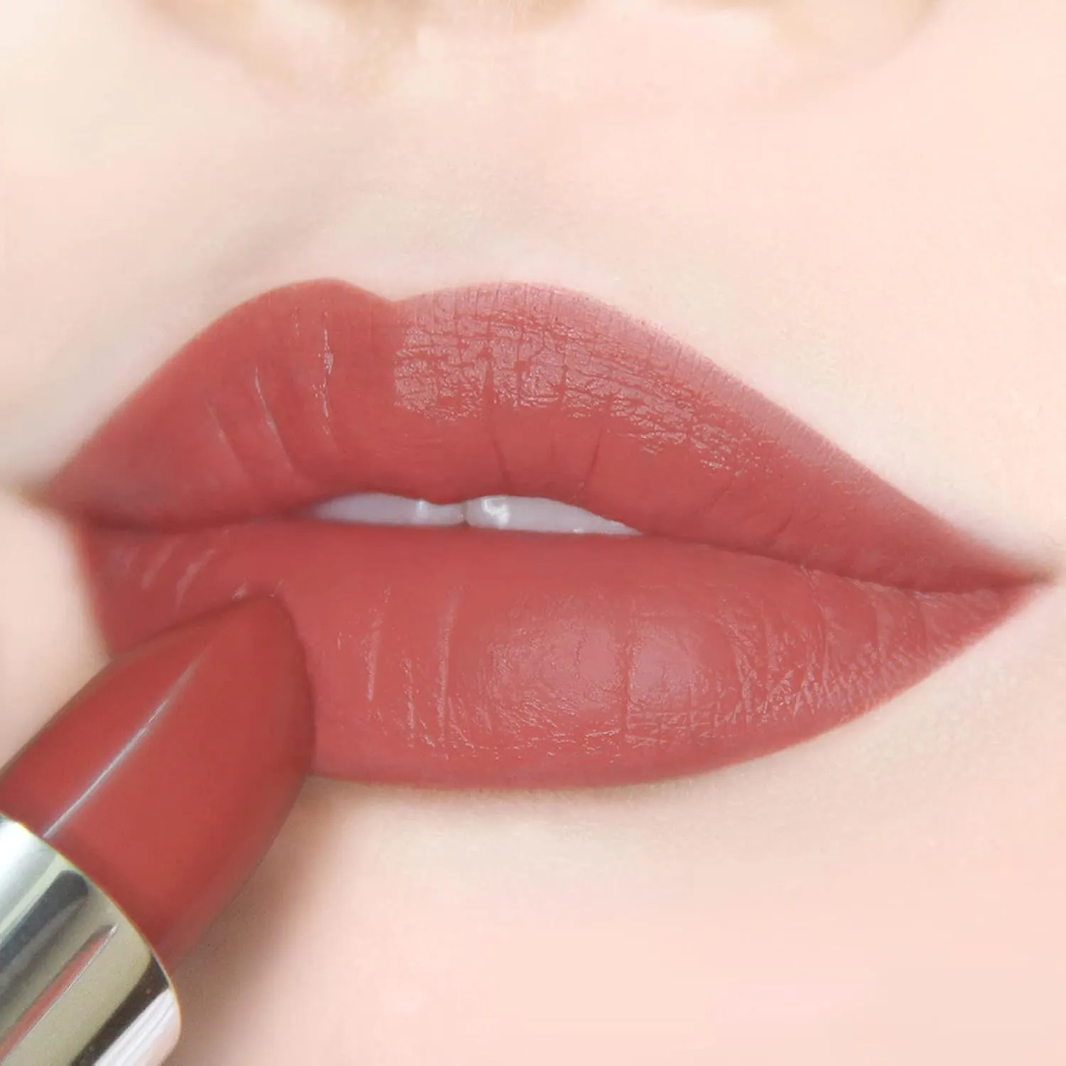 READY TO SHINE Matte Vegan Lipstick with Creamy Satin Finish, Neutral Peach with Rose Tone Lip Color -CRUSH ON YOU (329-Now And Forever)