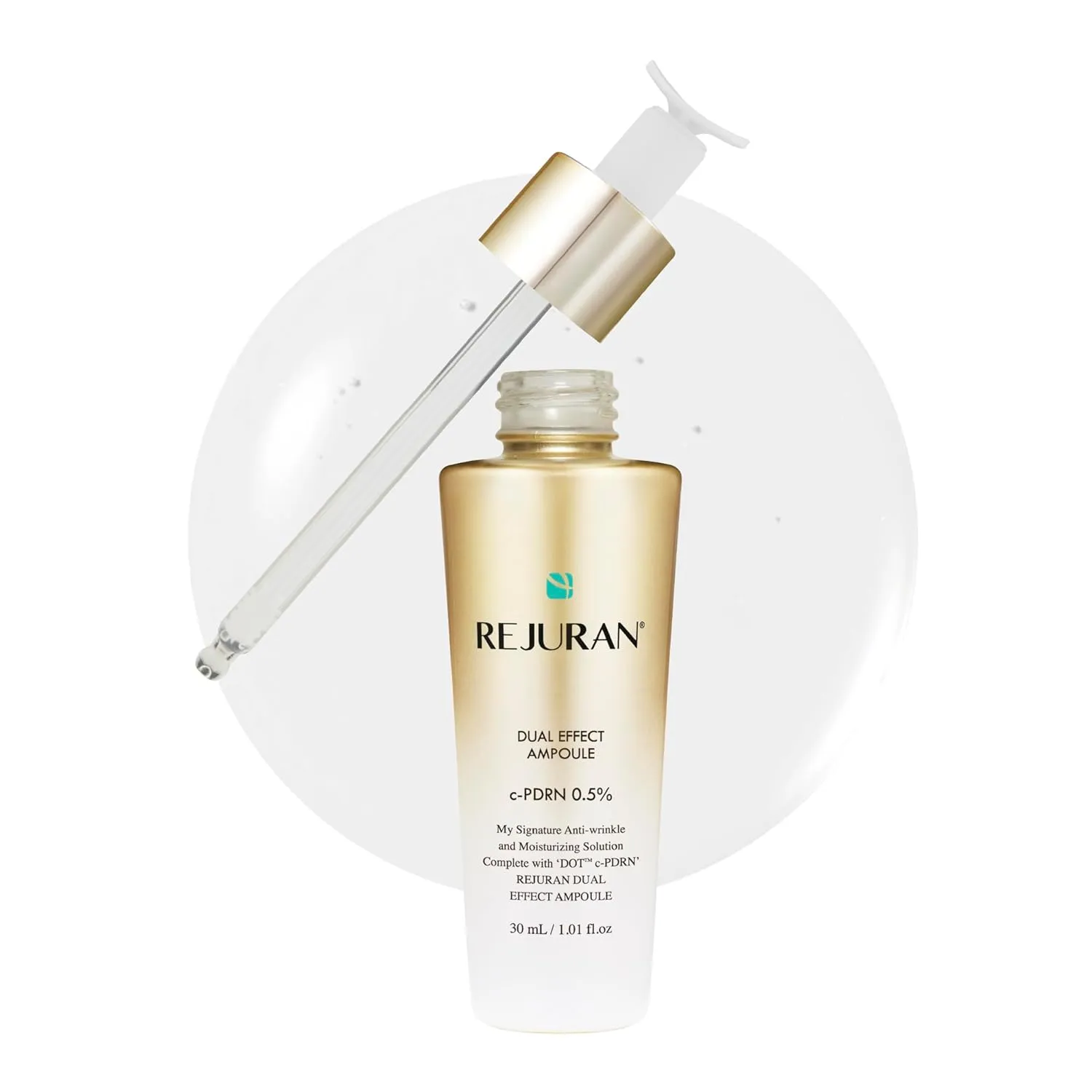 REJURAN® Dual Effect Ampoule, DOT™ DUAL c-PDRN® – Rejuvenating Face Serum for Radiant Glass Skin, Firming & Wrinkle Care with Salmon DNA. Korean Skincare (1.01 fl oz)