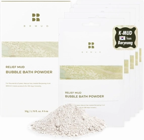 Relief Mud Bubble Bath Powder | Hypoallergenic Mud Powder Bubble Bath w/ 98% Nature-Derived Ingredients | Moisturizing & Foaming Bath Oil Control for All Skin Types (Pack of 6, 1.76 oz)