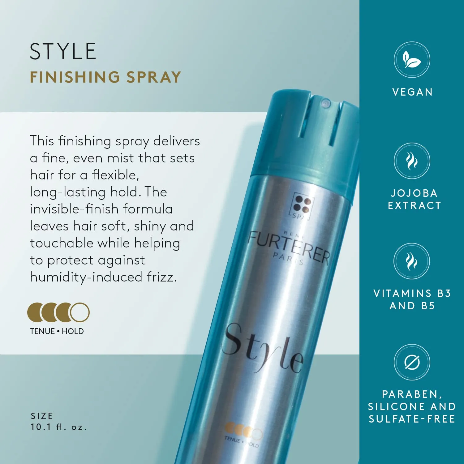 René Furterer STYLE Finishing Spray - Instantly Sets and Holds Hair - With Moisturizing Jojoba Extract - For All Hair Types - Vegan & Silicone-Free