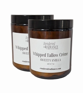 Rendered Radiance by Mom's Time-Out Corner Sweet Vanilla Whipped Tallow Body Crème, 7 Ounce (Pack of 2)