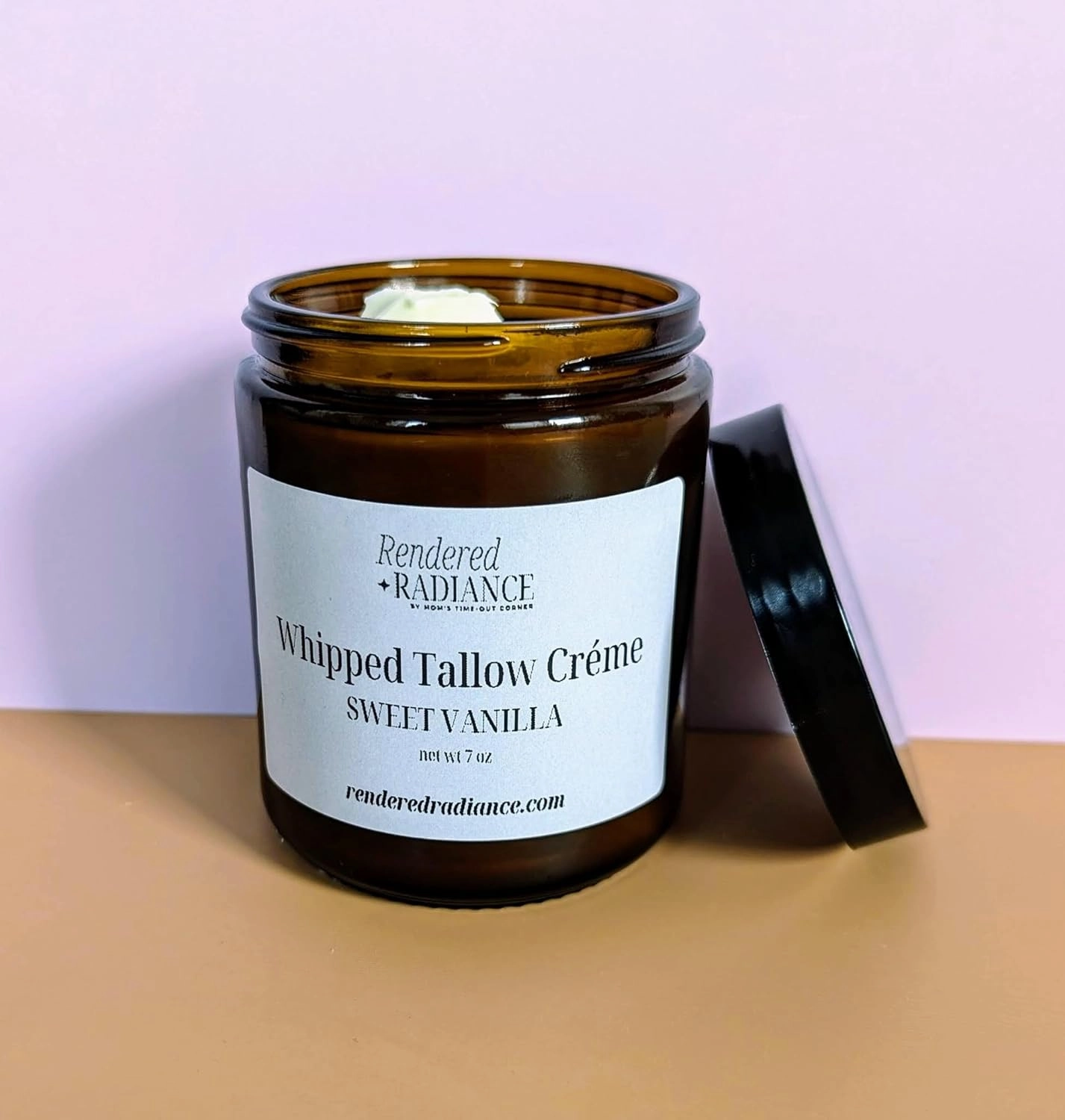 Rendered Radiance by Mom's Time-Out Corner Sweet Vanilla Whipped Tallow Body Crème, 7 Ounce (Pack of 2)