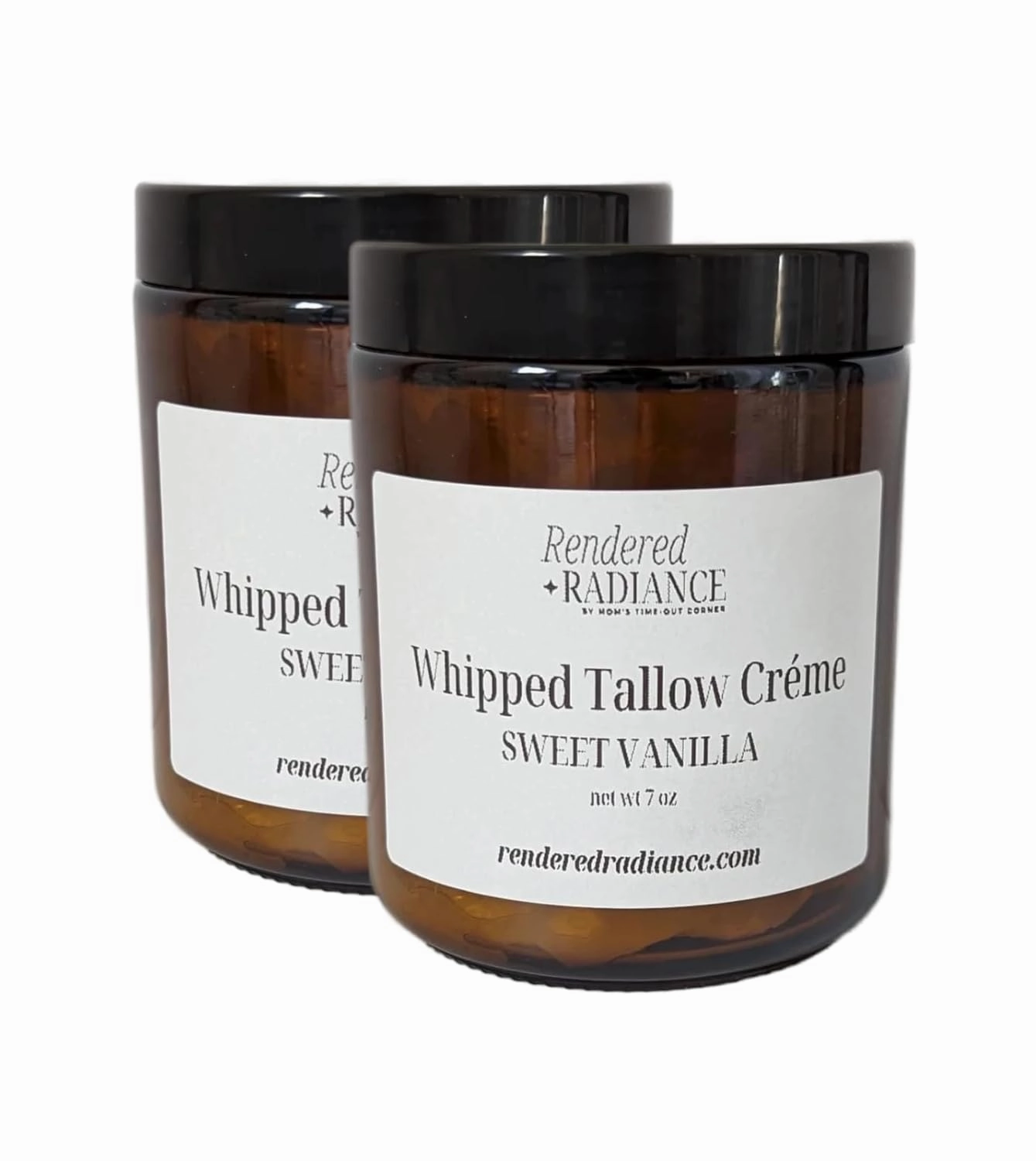 Rendered Radiance by Mom's Time-Out Corner Sweet Vanilla Whipped Tallow Body Crème, 7 Ounce (Pack of 2)