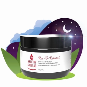 Res-V-Retinol Resveratrol Face Night Cream, Anti-Aging Neck & Décolleté Moisturizer With Retinol, Hyaluronic Acid, Polypeptides, Hydrates & Brightening, 1.7oz
