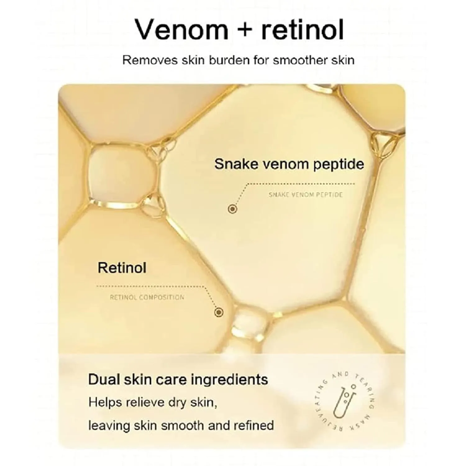 Retinol Snake Venom Gold Mask, Rejuvenating Gold Peel Mask, Anti-Aging Gold Face Mask, Collagen Face Mask, Refreshing and Comfortable, Deeply Cleans the Face and Moisturizes the Skin (5pcs)