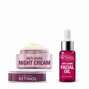 Retinol Night Cream – Works While You Sleep to Restore and Reduce Fine Lines and Wrinkles   Retinol Anti-Aging Facial Oil – With Nine Essential Oils, Restores Hydration and Nourishment