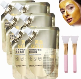 Retinol Snake Venom Gold Mask, Rejuvenating Gold Peel Mask, Anti-Aging Gold Face Mask, Retinol Snake Venom Peptide Gold Mask with Grooming Tools (6Pcs)