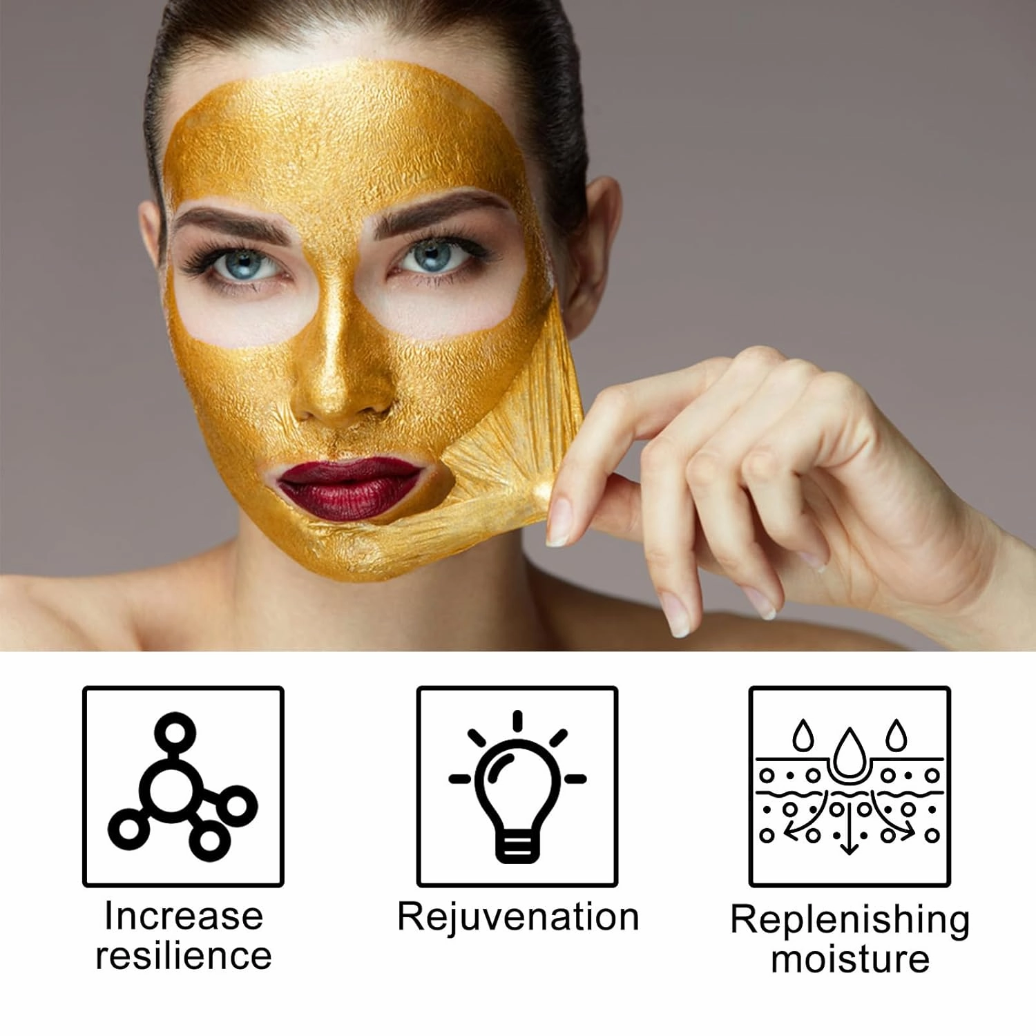 Retinol Snake Venom Gold Mask,Rejuvenating Gold Peel off Mask,Anti Wrinkles & Reduce Fine Lines,Clear Acne & Blackhead,Moisturizing,Suitable For All Ages,Night Use (5PCS)