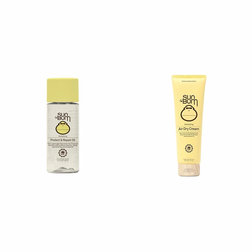 Revitalizing Protect & Repair Hair Oil with UV Protection, Jojoba Oil, 1.5 Fl Oz and Revitalizing Anti-Frizz Air Dry Styling Cream, 6 oz
