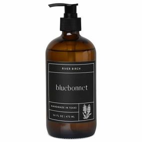 River Birch Bluebonnet Scented Natural Hand Soap -Handmade Hand Soap -Moisturizing Hand Wash with Amber Glass Dispenser - Luxury Scented Hydrating Soap - Vegan and Non-Toxic -16 Fl Oz
