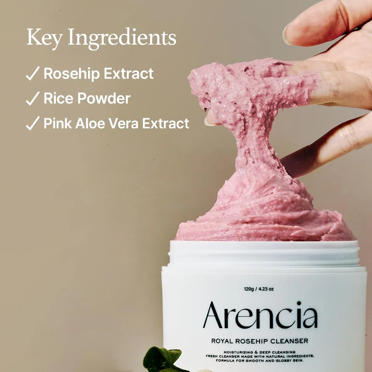 Rosehip Brightening Rice Mochi Face Cleanser & Daily Scrub - Moisturizing, Exfoliating & Deep-Cleansing - All Skin Types with Rice Powder & Rice Water (4.23oz)