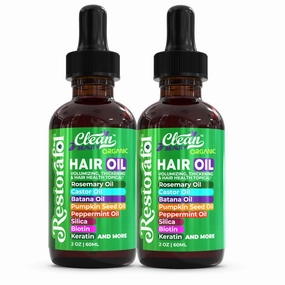 Rosemary Hair Oil For Growth with Castor Oil Batana Oil Pumpkin Seed Oil Peppermint Oil Silica Biotin Collagen Keratin Saw Palmetto Horsetail Tea Tree Vit E Aloe Vera Jojoba (2 Pack)