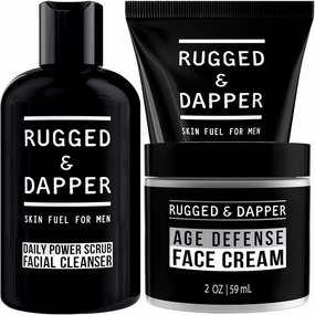 RUGGED & DAPPER Age Defense Face Cream, Age   Damage Defense Facial Moisturizer, Daily Power Scrub Facial Cleanser