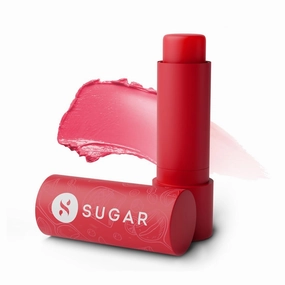 s.ugar Cosmetics Tipsy Moisturizing Balm, Relieves Dry, Chapped Lips, Protection From Sun Damage, Enriched with Vitamin E, Shea Butter And Jojoba Oil, 02 Cosmopolitan, Red, Strawberry, 4.5 g