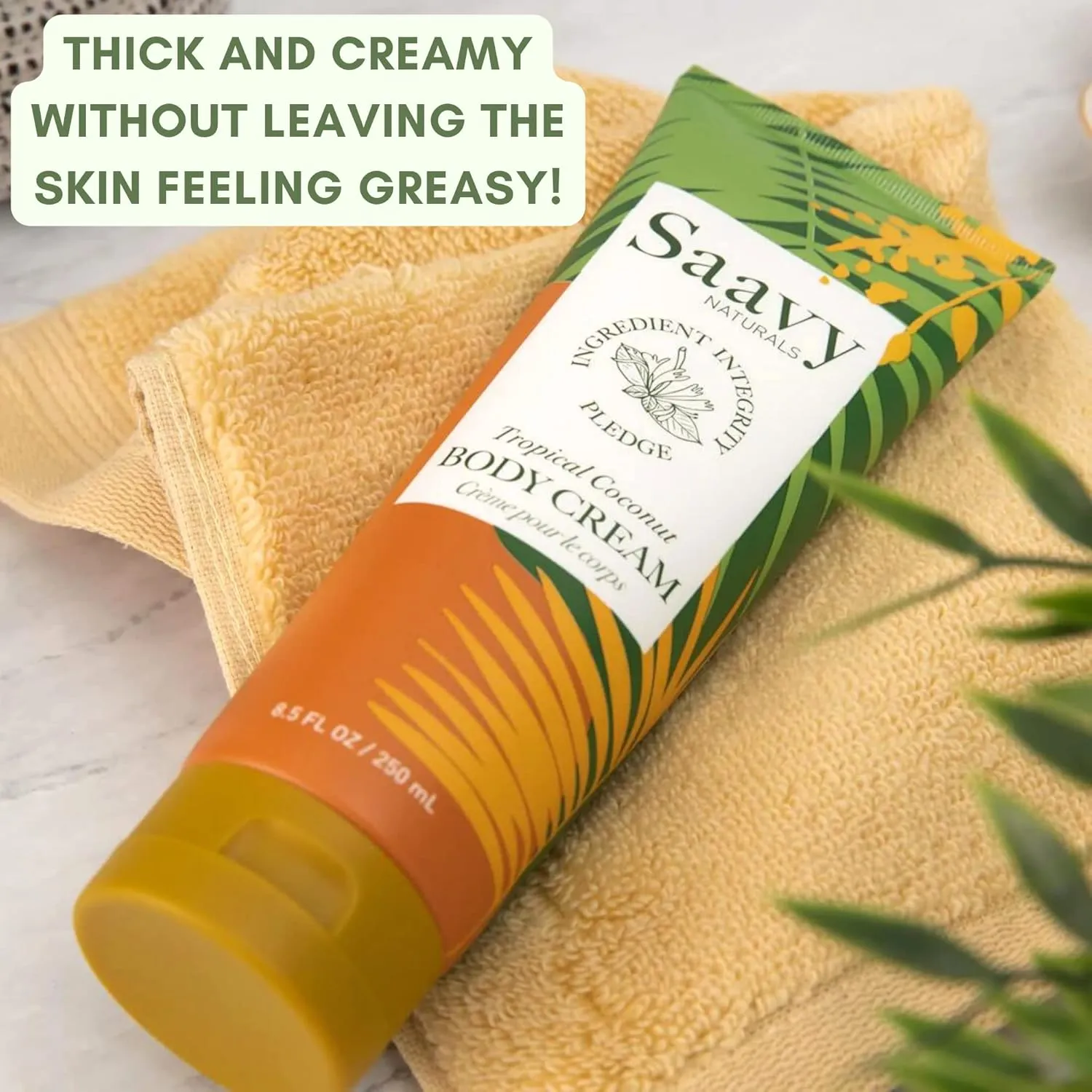 Saavy Naturals Tropical Coconut Body Cream for Women, Absorbent Shea Butter Vegan Formula for Women, Thick and Creamy, Naturally Scented Body Lotion for Dry Skin, 8.5 Oz, 2 Pack