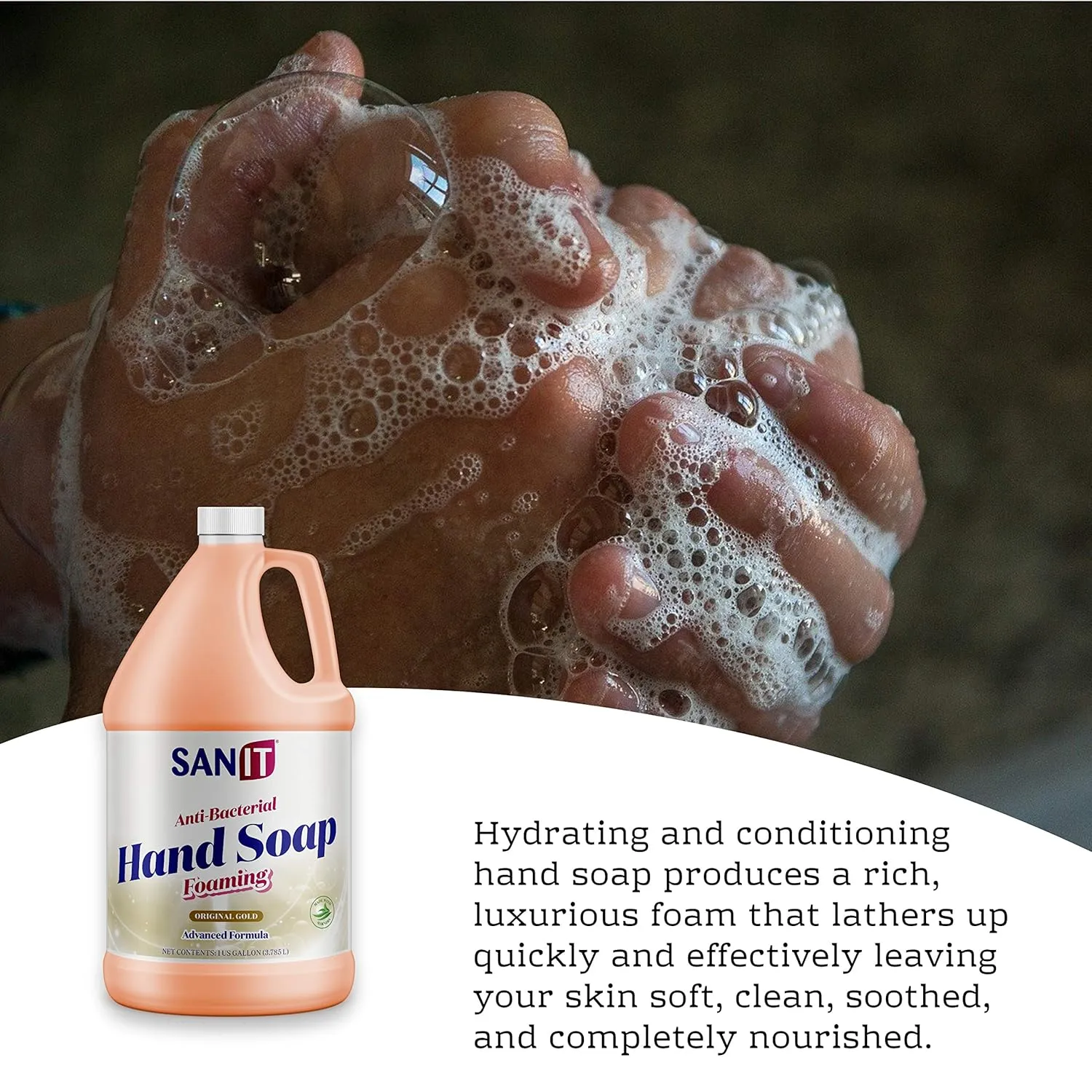 Sanit Antibacterial Foaming Hand Soap Refill - Advanced Formula with Aloe Vera and Moisturizers - All-Natural Moisturizing Hand Wash - Made in USA, Original Gold, 1 Gallon