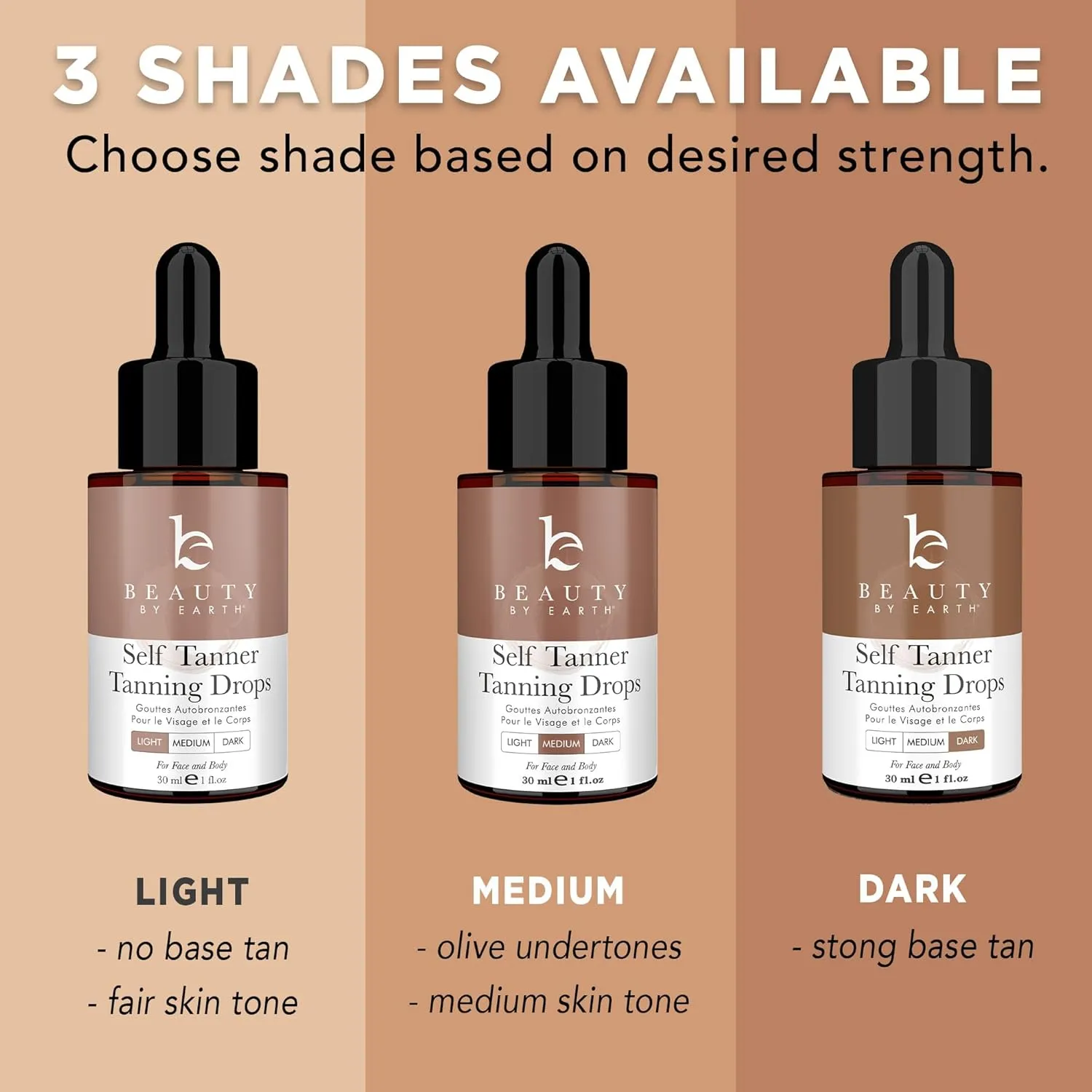 Self Tanning Drops for Face - USA Made with Organic & Natural Ingredients, Bronzing Face Tanning Drops with Aloe Vera, Non Toxic Self Tanner for Sunless Fake Tan & Natural Glow, Cruelty & Toxin Free