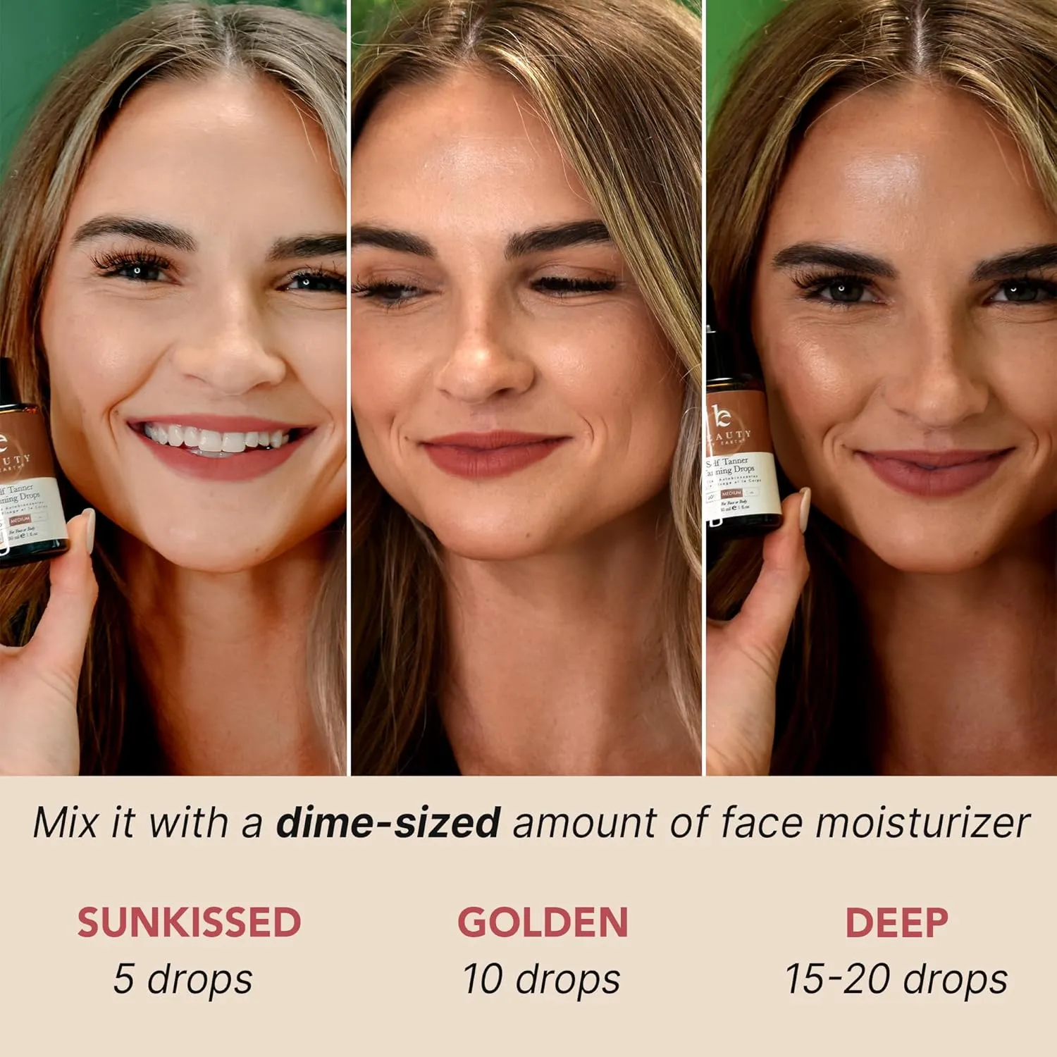 Self Tanning Drops for Face - USA Made with Organic & Natural Ingredients, Bronzing Face Tanning Drops with Aloe Vera, Non Toxic Self Tanner for Sunless Fake Tan & Natural Glow, Cruelty & Toxin Free