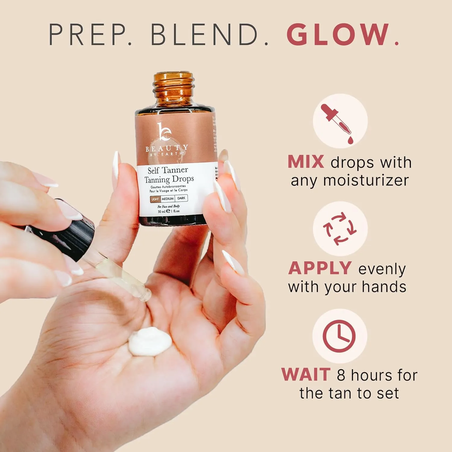 Self Tanning Drops for Face - USA Made with Organic & Natural Ingredients, Bronzing Face Tanning Drops with Aloe Vera, Non Toxic Self Tanner for Sunless Fake Tan & Natural Glow, Cruelty & Toxin Free