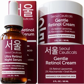 SeoulCeuticals Korean Retinol Night Serum   Retinol Night Cream for Face   97.5% Snail Mucin for Sensitive Skin