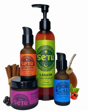 Setú® Complete Skincare Set for Men | 4-Piece Gift Set with Cleanser, Vitamin C Serum, Retinol Moisturizer & Eye Cream | Latin American Ingredients | Cleanse, Brighten, Hydrate & Renew | AM/PM Routine