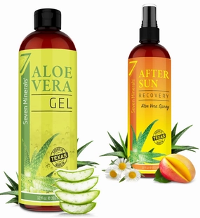 Seven Minerals Organic Aloe Vera Gel & After Sun Recovery Spray with Organic Aloe Vera Gel, Mango, & Chamomile