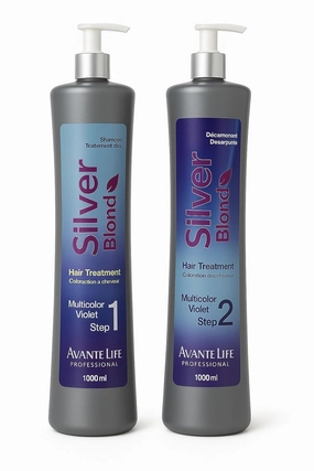 Shampoo, Conditioner and Mask Silver Blond Post-Chemical Professional Kit (1000ml) – Professional Line for Blonde Hair Line Hair Care Solution (Step 1 and 2)