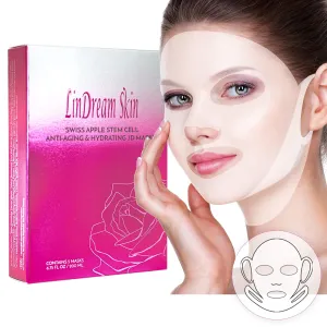 Sheet Masks for Face Chin Neck All in One - Moisturizing Facial Mask Skincare Set for Women and Men - Beauty Spa Anti Aging Treatment - Hydrating Soothing and Brightening - 5 Sheets
