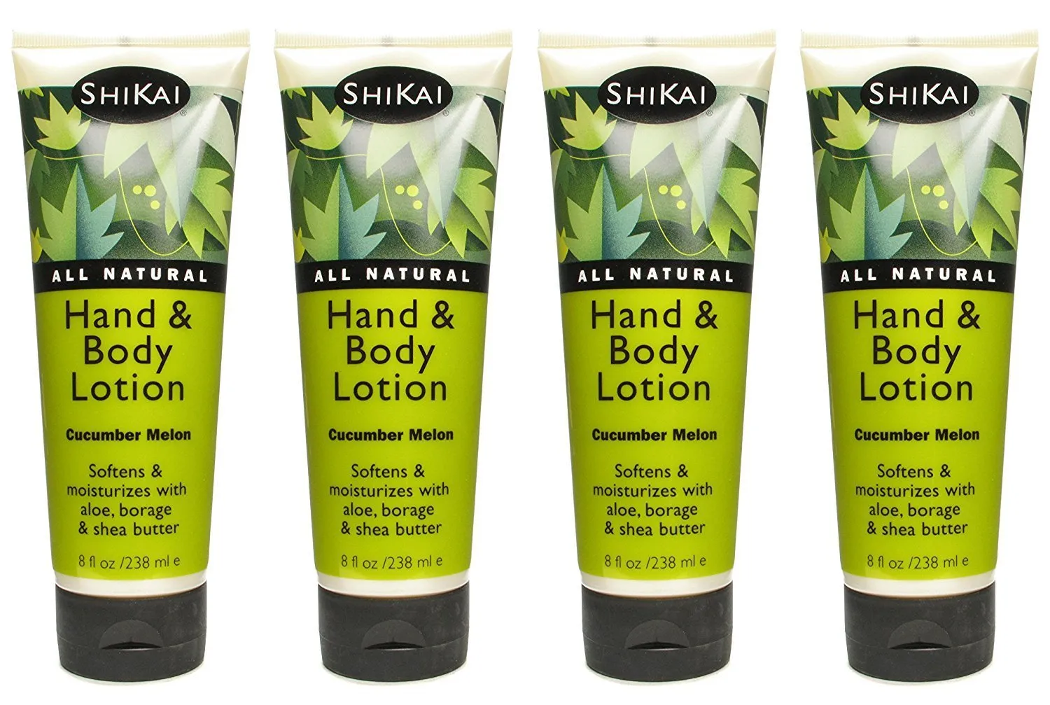 ShiKai Cucumber Melon Hand & Body Lotion (8oz, Pack of 4) | Daily Moisturizing Skincare for Dry and Cracked Hands | With Aloe Vera & Vitamin E