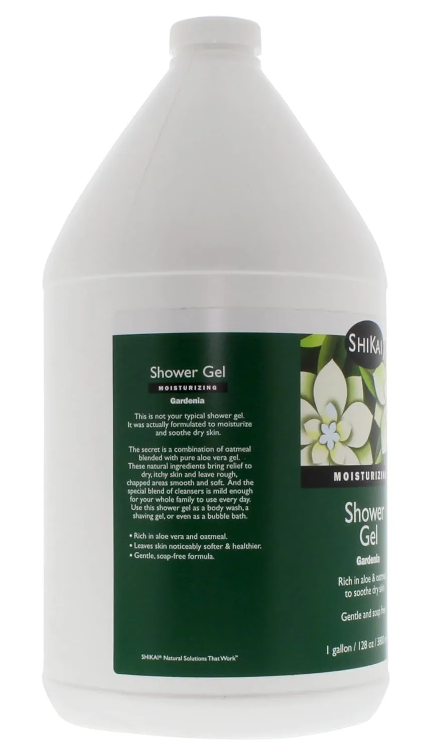 ShiKai Daily Moisturizing Shower Gel (Gardenia, 1 gallon) | with Hydrating Aloe Vera & Oatmeal | Scented Body Wash for Dry Skin Relief