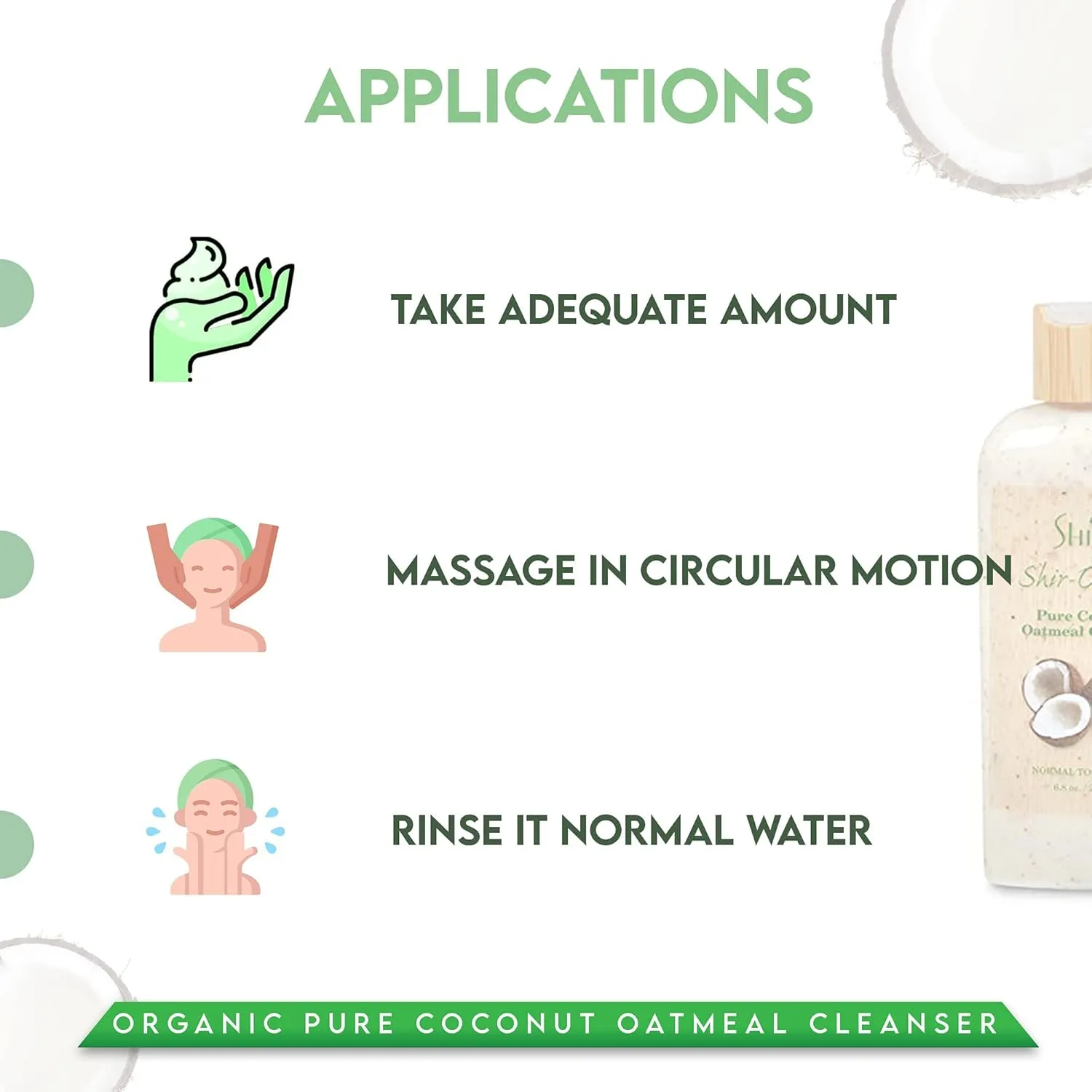 Shir-Organic Pure Coconut Oatmeal Cleanser For Normal To Dry Skin Removes Dead Skin Cells And Provide Nourished Hydrated Soothing Skin.(200ml)