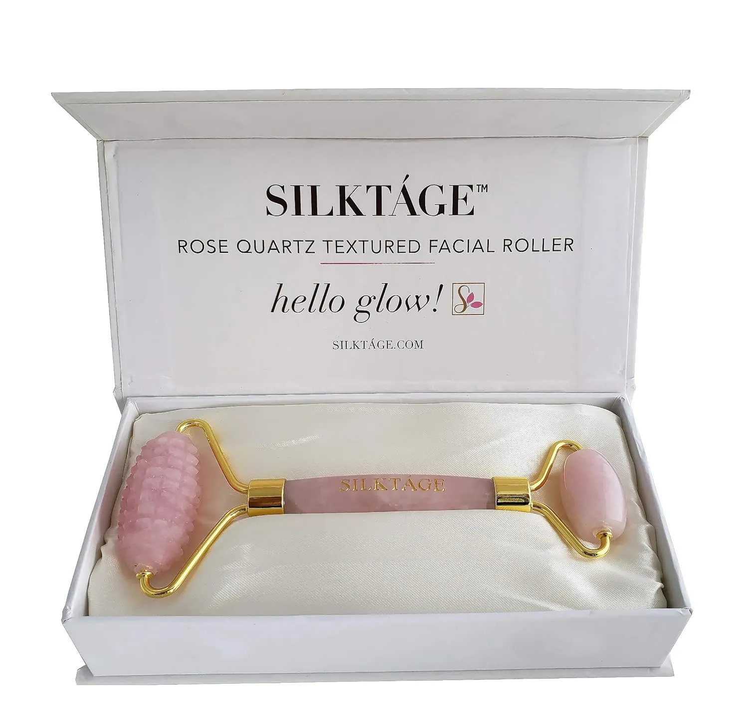 SILKTÁGE Rose Quartz Textured Facial Roller