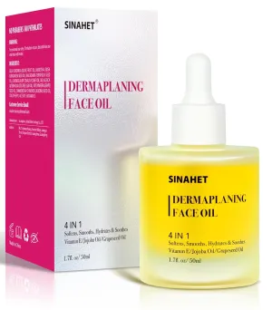 SINAHET Dermaplaning Oil, Natural Moisturizing Shave Oil for Face & Body Hair, Skin Soothing Oil made with essence of Jojoba, Vitamin E, Tea Tree, and Grape Seed (1.7fl. oz/50ml)