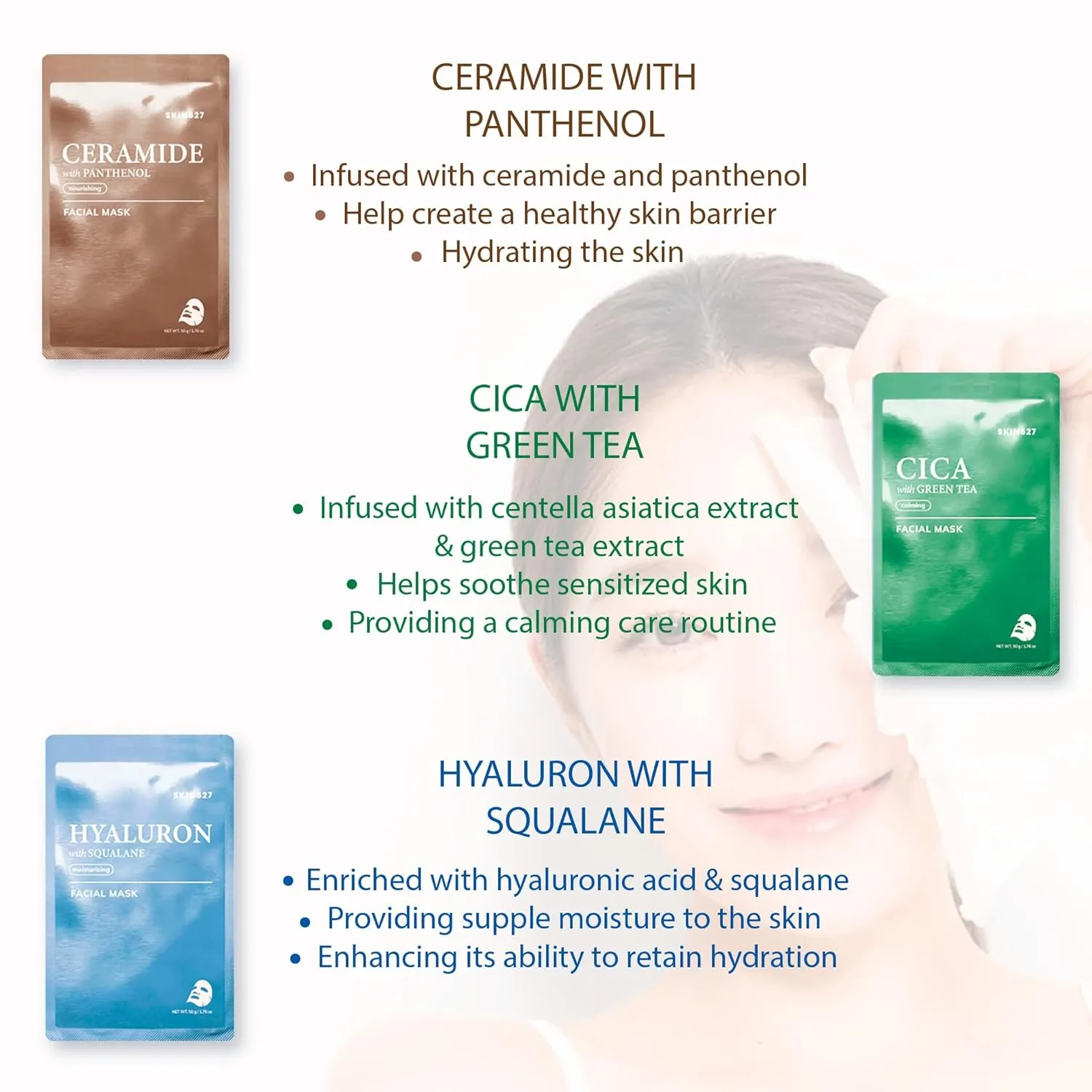 SKIN627 Bulk 36PK Face Masks, Korean Skincare, Hydrating Facial Sheet Masks | Retinol, Vitamin, Ceramide, Cica (36PK Mixed Assortment)