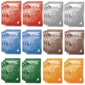 SKIN627 Bulk 36PK Face Masks, Korean Skincare, Hydrating Facial Sheet Masks | Retinol, Vitamin, Ceramide, Cica (36PK Mixed Assortment)