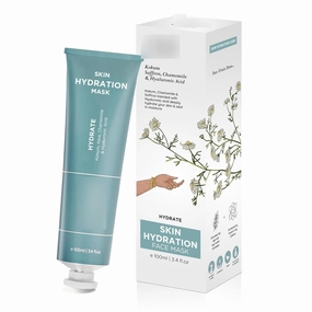 Skin Hydrate Facemask & Scrub - Dry Skin Hydration, Softening, Brightening & Plump Skin - Hyaluronic Acid, Chamomile & Saffron - 30  Uses - 50mlx2